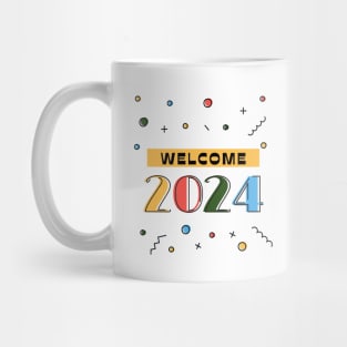 Colorful Welcome 2024 Typography Mug